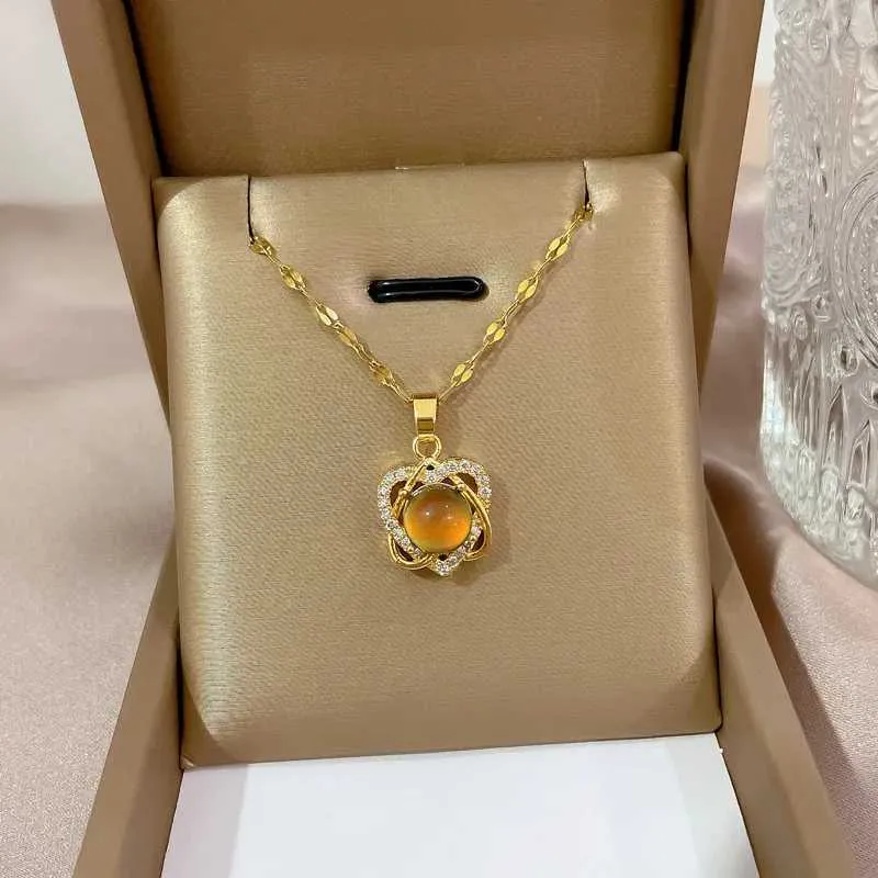 Hjärta Mood David Star Halsband Färgförändrande Temperaturavkännande Kristallhänge Halsband Rostfritt Stål Smycken_voghion.com
