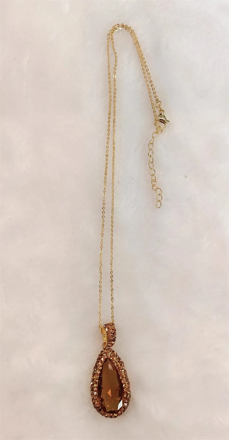 Halsketten-Ohrringe-Set, Sudanstein, türkischer Farbwechselschmuck, Strass, Wassertropfenform, Zultanit-Kristall, 3-teilig_voghion.com