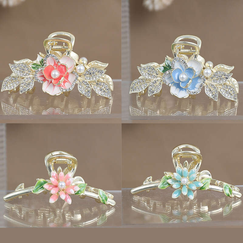 Metà legato dietro la testa, fiore fresco e dolce per le donne, fermaglio per capelli di medie dimensioni, di alta qualità, alla moda ed elegante_voghion.com