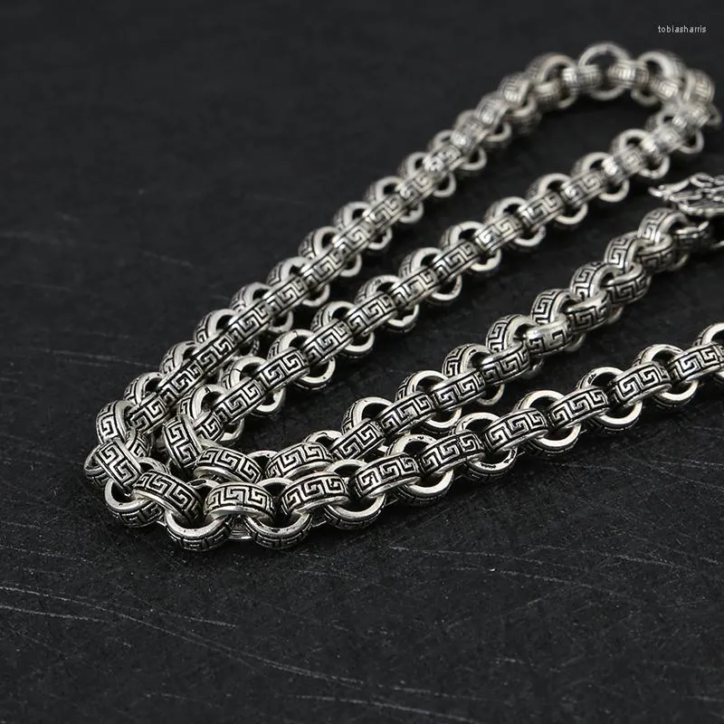 Kjeder Mote Mann Sterling Sier Halskjeder Vintage Kinesisk Stil Drage Formet Lenkekjede Kreative Mannlige Smykker_voghion.com