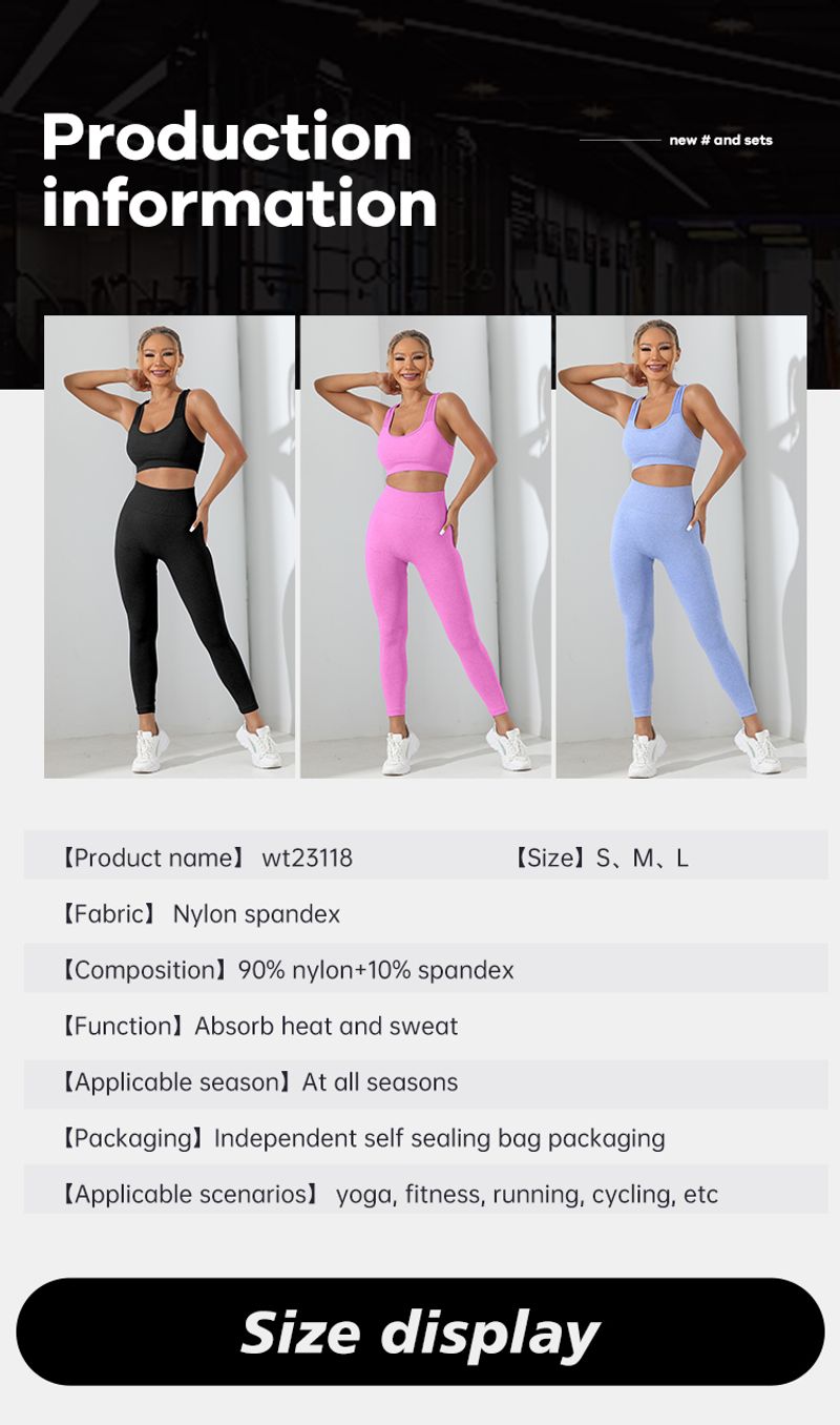 Set de trening de yoga simplu, 2 bucăți, fără cusături, foarte elastic, cu spate încrucișat, colanți cu control al abdomenului și șoldurilor_voghion.com