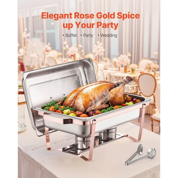 Chafing Dish Buffet-Set, 8 Qt 2er-Pack, Edelstahl-Chafing Dish mit 2 großen Behältern, rechteckiger Catering-Wärmer_voghion.com
