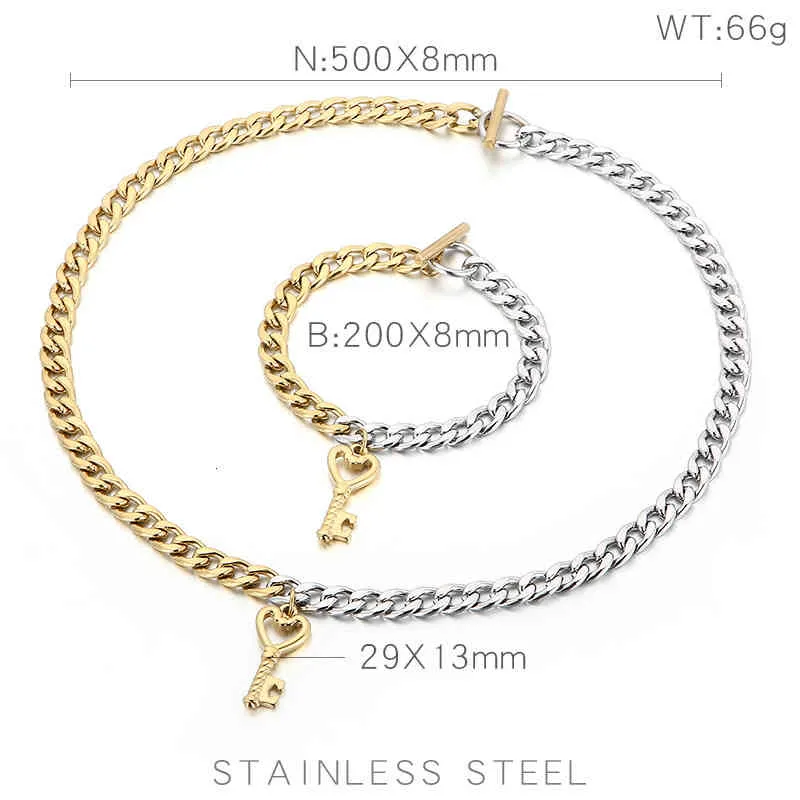 Set di gioielli in acciaio inossidabile Kalen, 6 stili, con ciondolo a forma di cuore, a forma di farfalla, con chiave e scritta "Amo la mamma", collana e bracciale._voghion.com