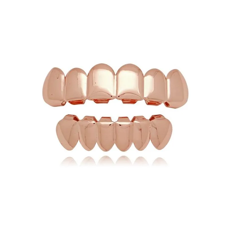 Grillz, Dentalgrills, modischer Hip-Hop-Rapper, echtes Gold, silberbeschichtetes Zahngrillz-Set für Männer und Frauen, Bling, hohe Qualität_voghion.com