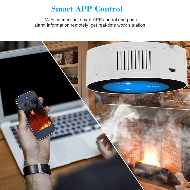 Tuya WiFi GAS GPL Sensore di perdite Allarme Rilevatore di sicurezza antincendio Sensore di perdite Supporto per protezione casa intelligente Temperatura Smartlife_voghion.com