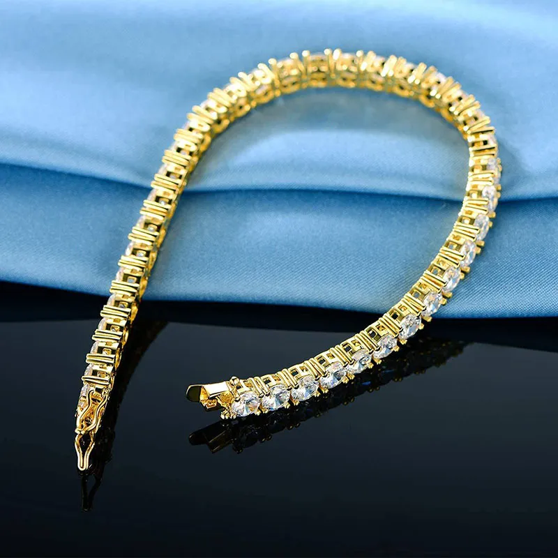 Hip Hop Iced Out Sier Moissanite Tenniskette Armband 3mm 4mm 5mm VVS Weiß Rund Dia Bg Schmuck Männer und Frauen_voghion.com