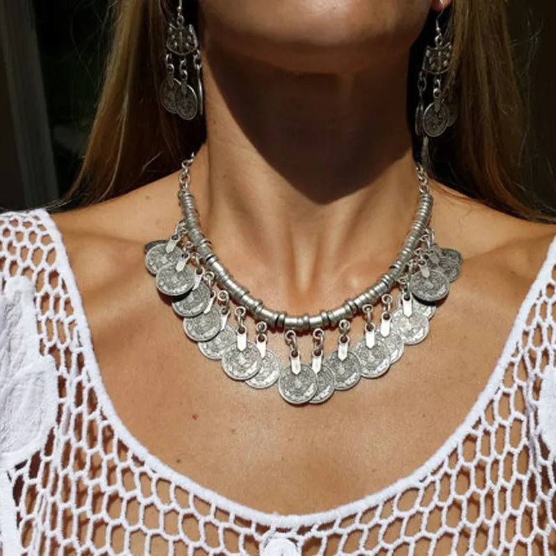Böhmische Münz-halskette Mit Statement-anhänger Ethno-schmuck_voghion.com