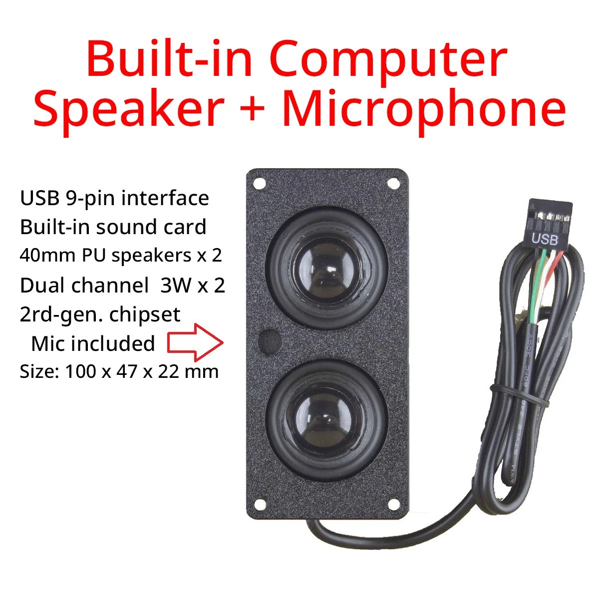 Altoparlante per computer USB a 9 pin integrato con custodia da tavolo e microfono interno nascosto_voghion.com