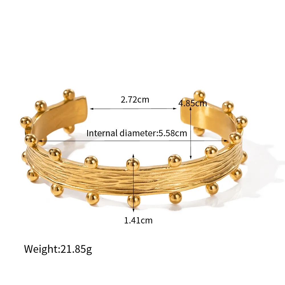 Bangle Minar Exquisite Multiple Gold PVD Plated Titanium Steel Hammer Tone Wide Chunky Bangles Manchet Armband Voor Vrouwen_voghion.com