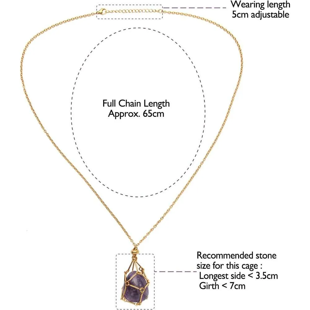 Collier avec pendentif en pierre naturelle interchangeable en forme de cage en cristal, bijou esthétique en forme de marée de loup pour hommes et femmes_voghion.com