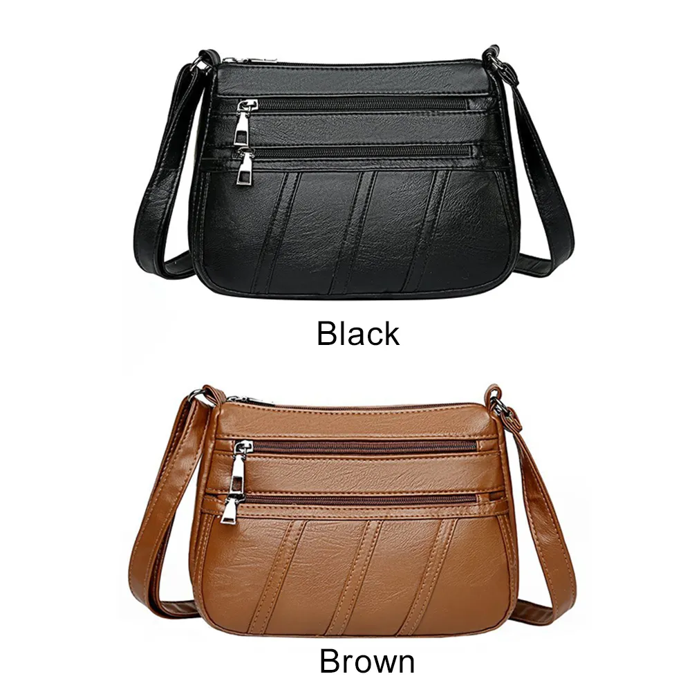 Borsa a tracolla da donna alla moda, in pelle PU, semplice e solida, messenger bag multitasche da donna._voghion.com