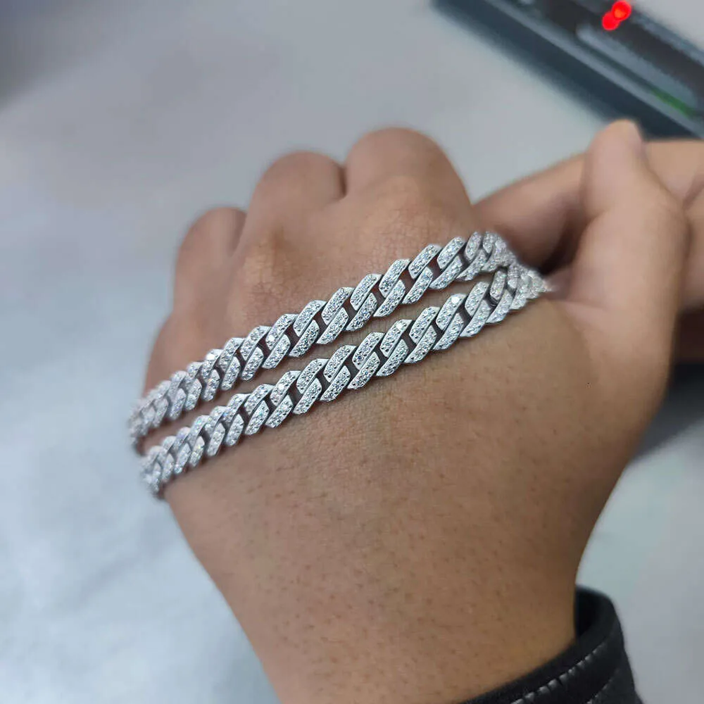Designer Fashion Cubaanse Link Chain Pass Moissanite Diamant Tester Miami Hip Hop Sieraden VVS Steen Glanzend 3 Rijen Mannen Vrouwen_voghion.com