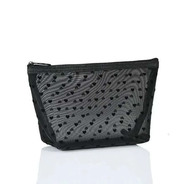 Designerveske Nylon Mesh Kosmetikkveske Glidelås Hjerteformet Toalettmappe Sminkevesker Multifunksjonell Dame Leppestift_voghion.com