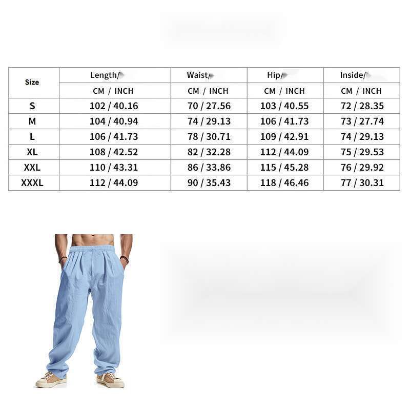 Pantaloni larghi da uomo Four Seasons in lino casual hip hop da spiaggia, a gamba larga_voghion.com