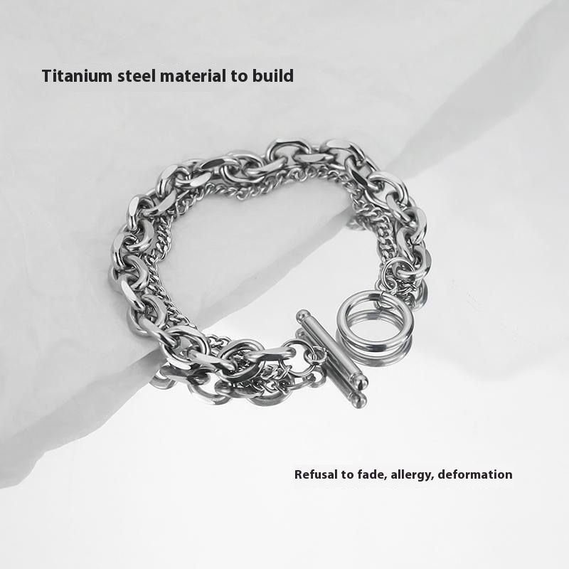 New Niche Design That Does Not Fade, Simple OT Buckle Bracelet, Titanium Steel Cold And Cool Style Hip-hop Punk Cuban_voghion.com