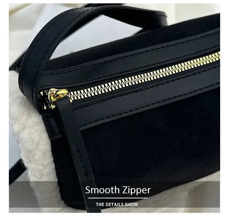 Women Retro Suede Crossbody Solid Patch Lamb Fleece Casual Shoulder Bags Female Commute All-match Messenger Pillow_voghion.com