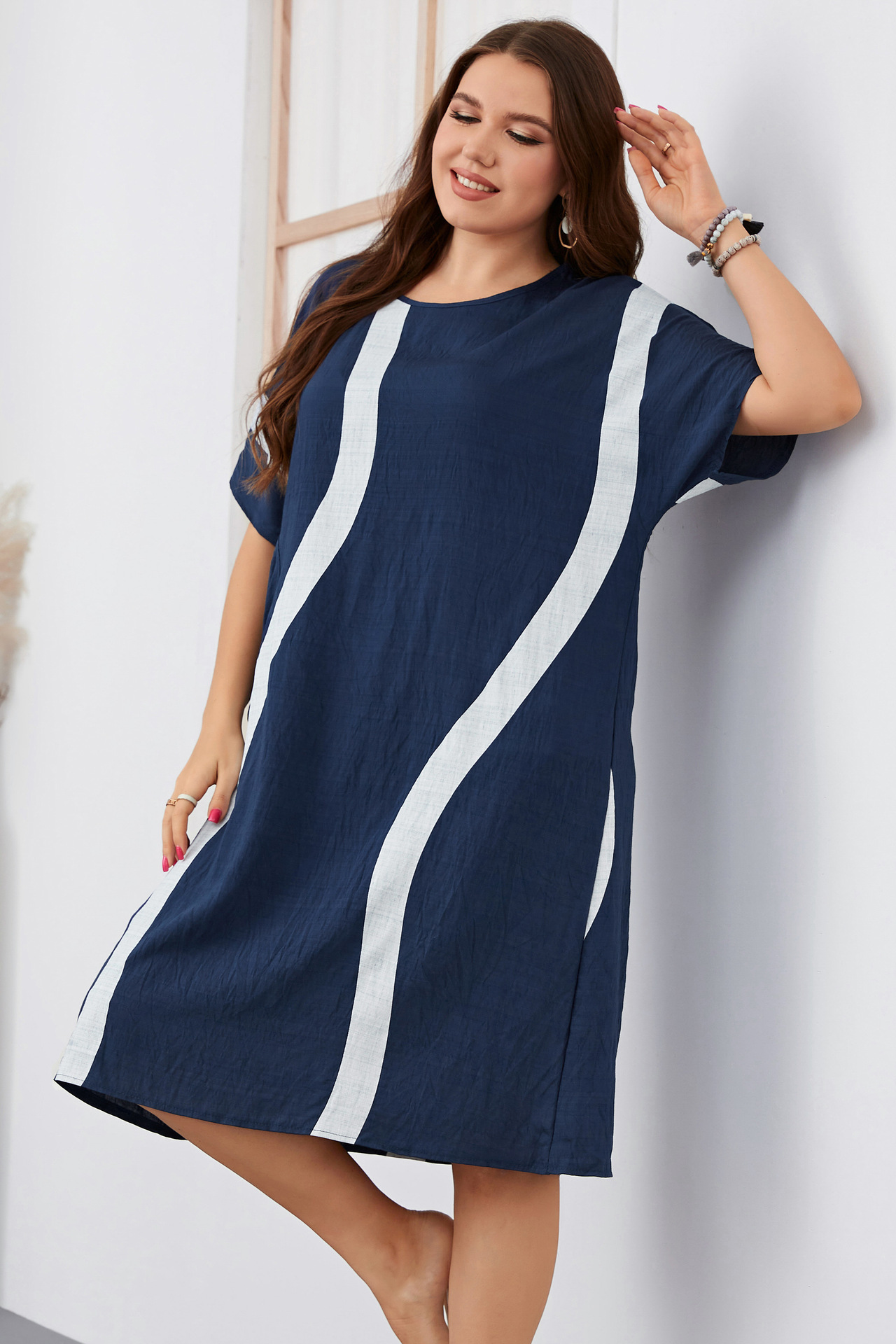 Women's short-sleeved large size loose dress _voghion.com