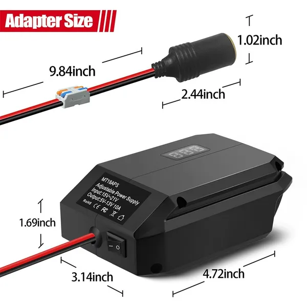 Universeller 18V-Akku-zu-Zigarettenanzünder-Adapter für Elektrowerkzeuge, DC-Abwärtsspannungsregler, kompatibel mit verschiedenen Marken_voghion.com