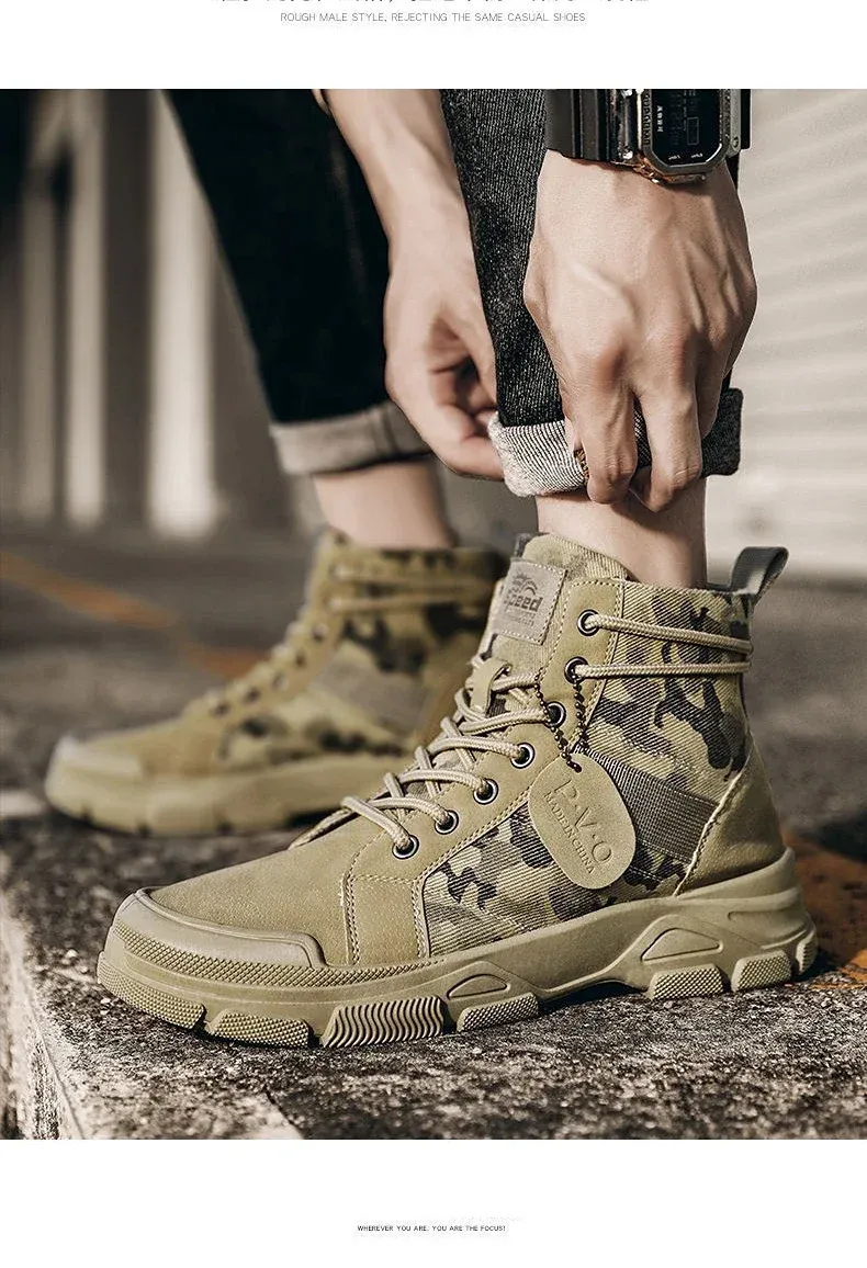 Herren High Top Wanderschuhe Bequeme Outdoor Desert Stiefel_voghion.com