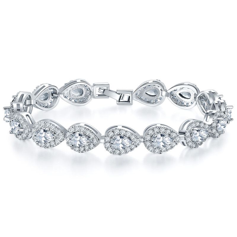 Pulseira feminina de zircônia com gota d'água e joias da moda Ruose_voghion.com
