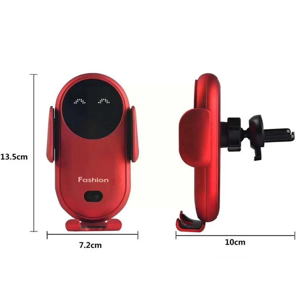 S11 10W Qi Wireless Charging Stand Charger Auto Infrared Sensor LED Mobile Phone Holder In Car Mount Air Vent_voghion.com