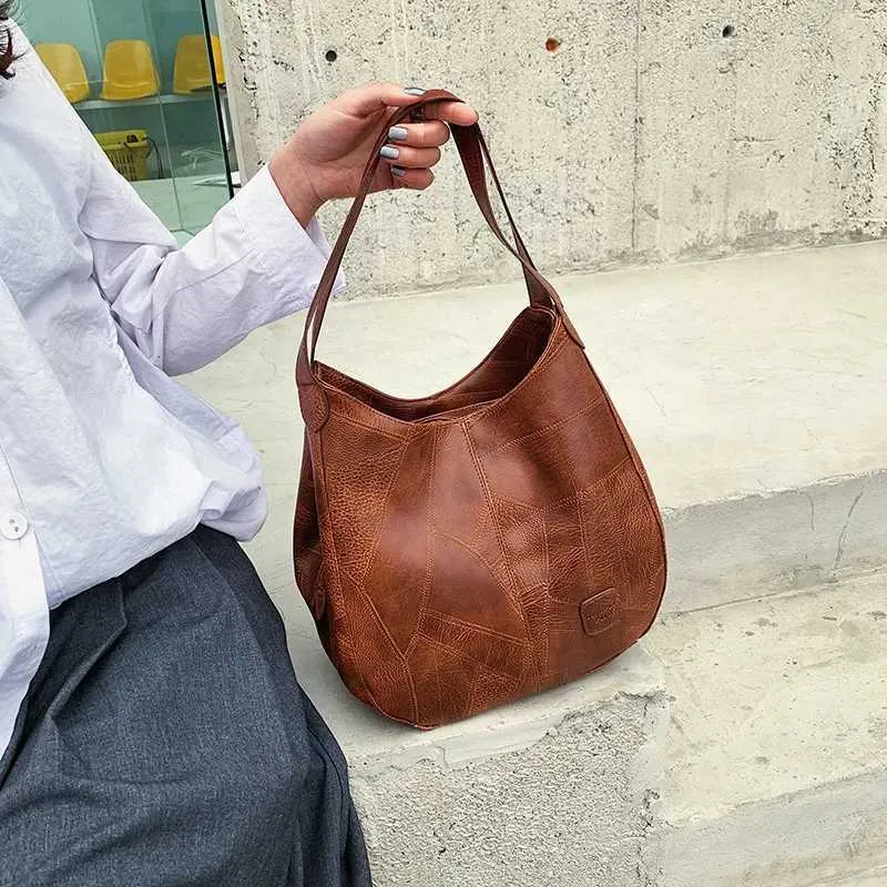 Women Vintage Shoulder Bag Designers PU Leather Handbags Female Top-handle Hobo Bags Fashion Brand Large Capacity_voghion.com