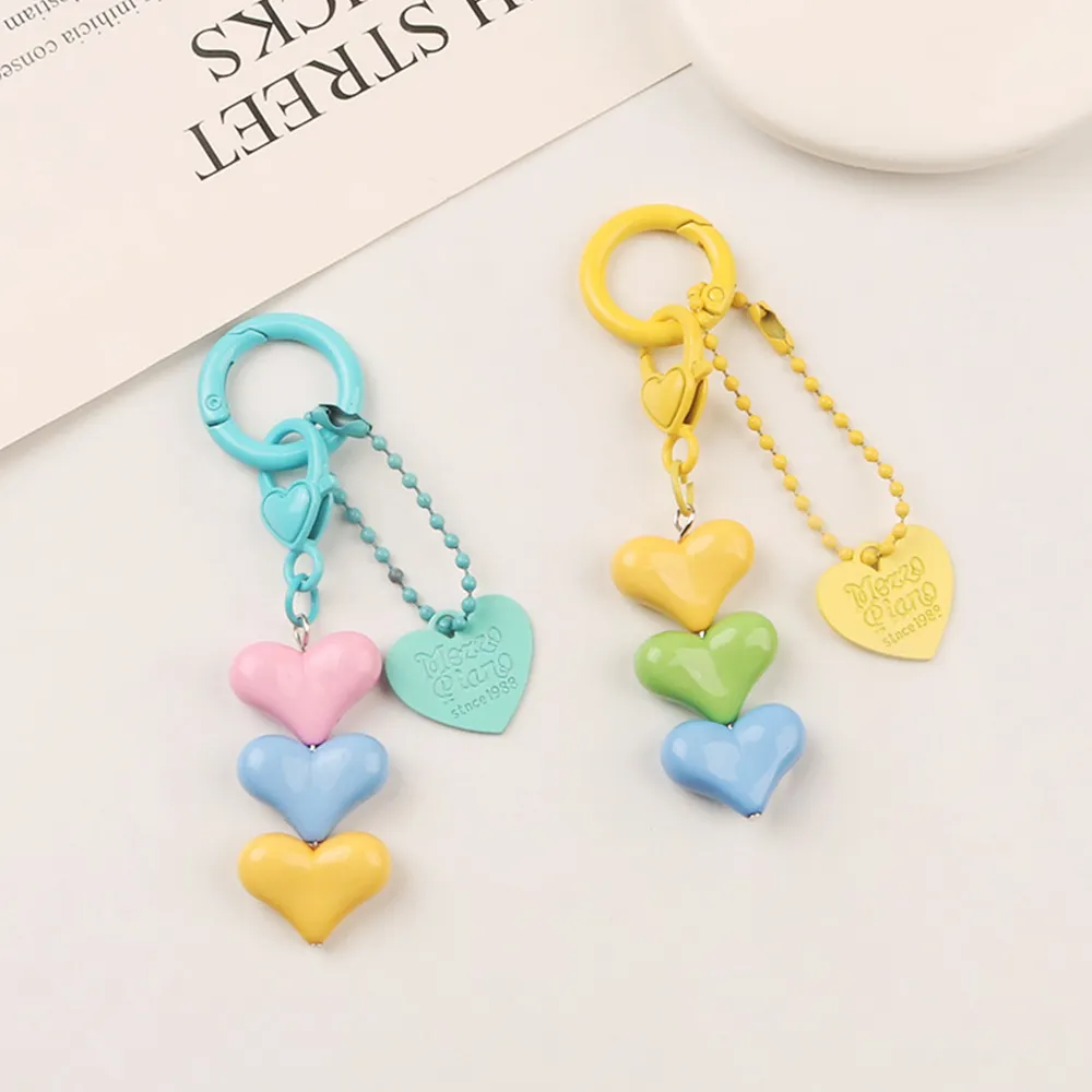 Catene per cellulare con ciondolo a forma di cuore 3D coreano, carine, per donne, portachiavi, dolce, color caramella, decorazione, gioielli_voghion.com