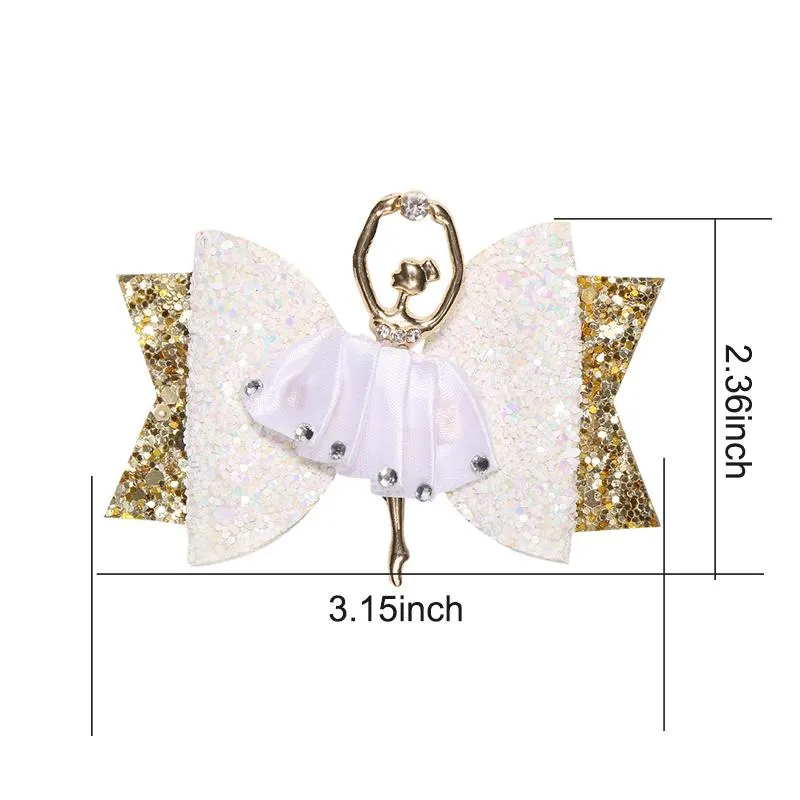 10pcs/Lot Adorable Ballet Girl Glitter Bows For Kids Sequins Clips Sparkly Party Hairgrips Fashion Hair Accessories_voghion.com