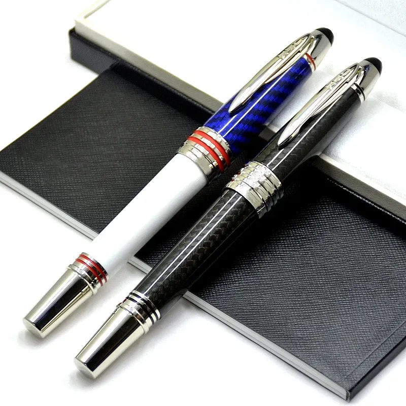 Grousshandel Héichqualitativ John F. Kennedy Schwaarz Kuelefaser Rollerball Kugelschreiwer Füllfedern Schreifbüro Schoulmaterial mat JFK Seriennummer_voghion.com