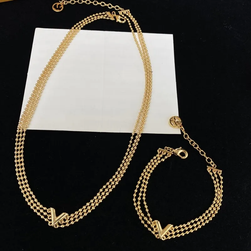 With BOX Gold Plated Designer Jewelry Sets Flowers Multi Chains Fashion Hip Hop Charm Bracelet Pendant Necklace Wedding_voghion.com