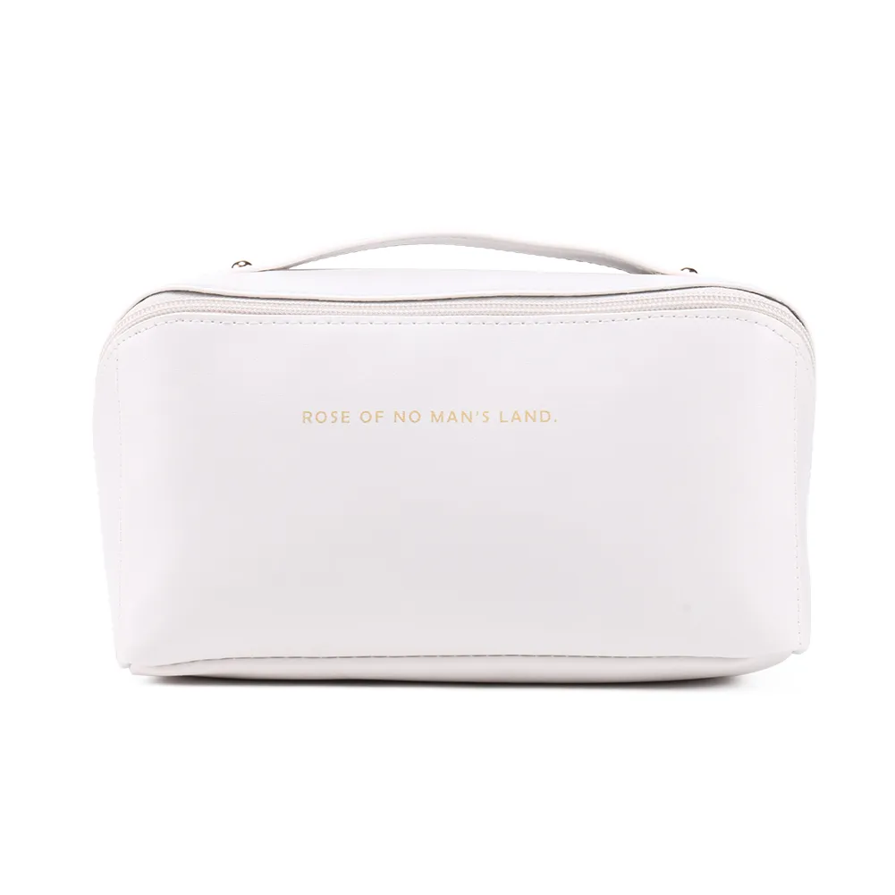 Trousse de maquillage en cuir pour femmes, grande capacité, organiseur de rangement pour pinceaux, idéal pour les voyages._voghion.com