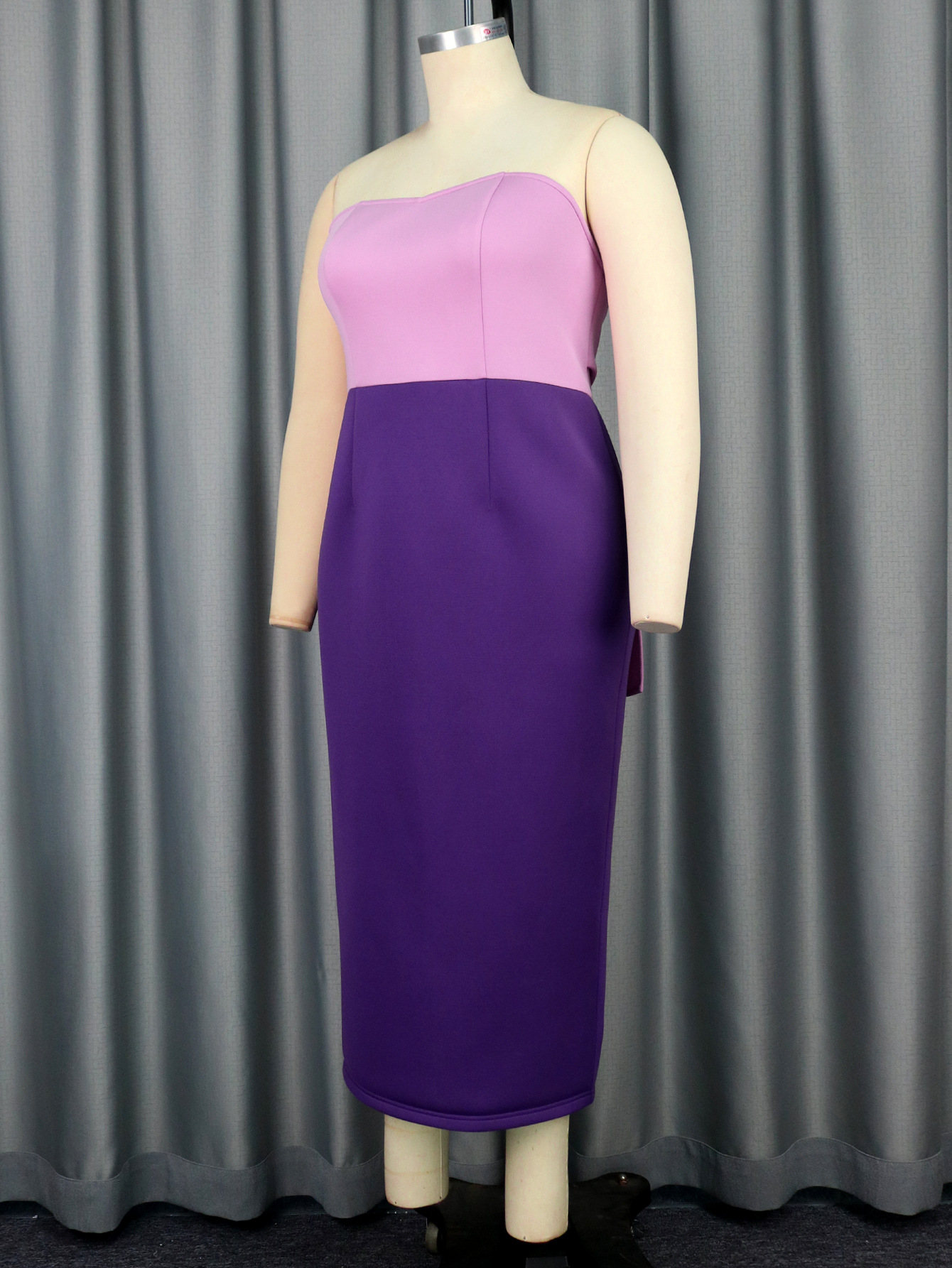 Women's large size color matching dress personality bow high waist slimming chest one-step skirt_voghion.com