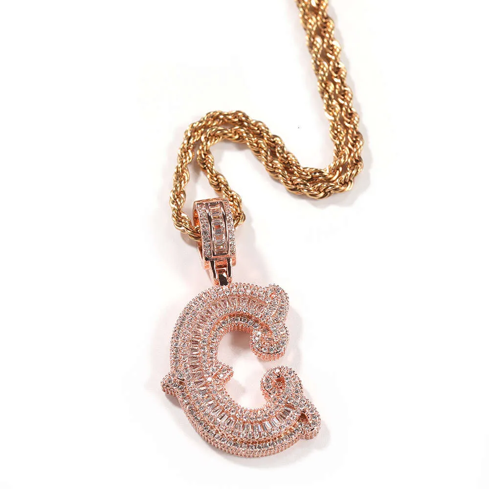 Collana con lettera Hip Hop, cristallo, spine di zucchero, rosa, gioielli, 26 lettere inglesi, GRA, moissanite, diamante, oro, argento sterling_voghion.com