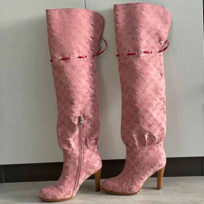Designer Women Over The Knee Boots Winter Ankle Adjustable Straps Canvas Zipper Laces Original Shoes Ladies Girls Sexy_voghion.com