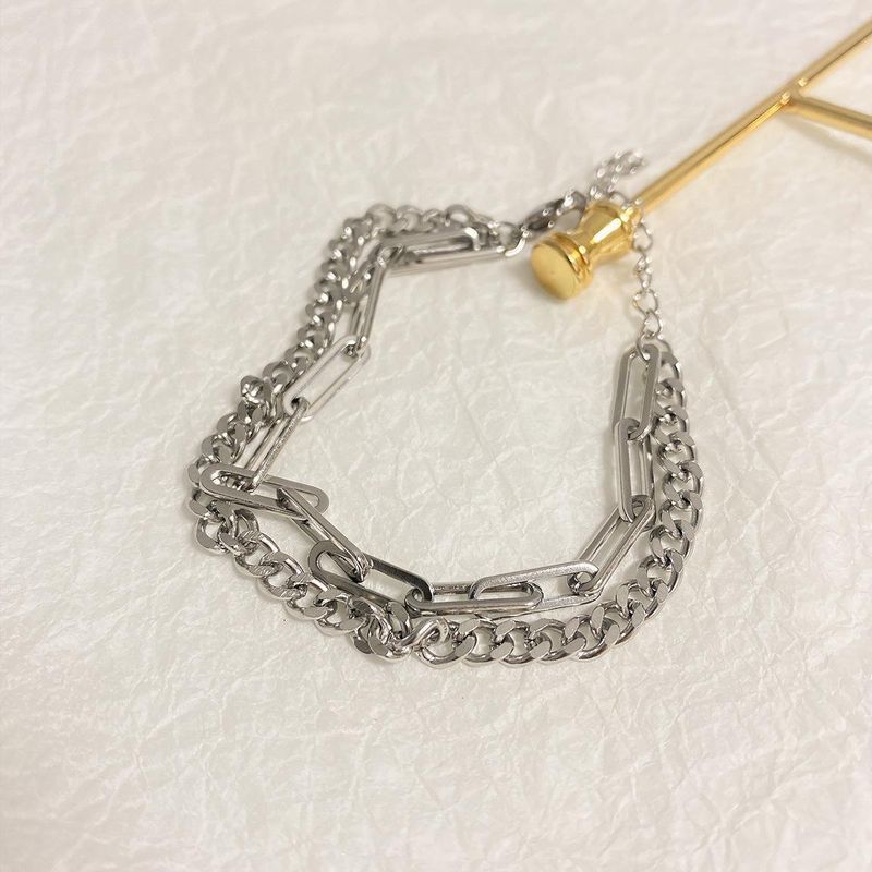 Bracciale a doppio strato Design di nicchia neutro Di fascia alta Ins Stile freddo Fidanzate Rete rossa Gioielli per le mani Acciaio al titanio Tutto_voghion.com