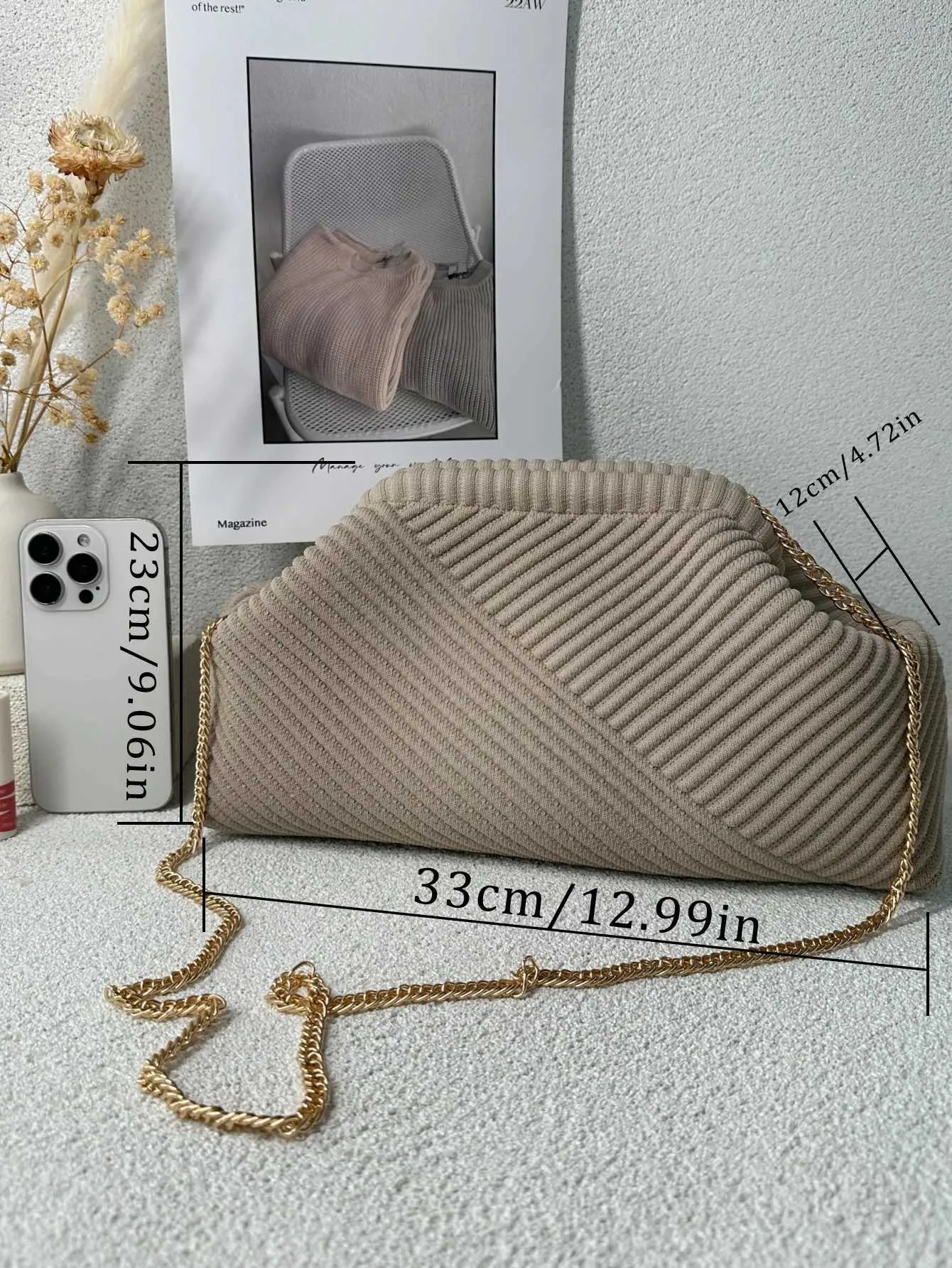 Herbst/Winter verdickt gestrickt Cord Abend Crossbody Tasche stilvolle Kette Schultergurte elegante Damen Geldbörsen einfache_voghion.com