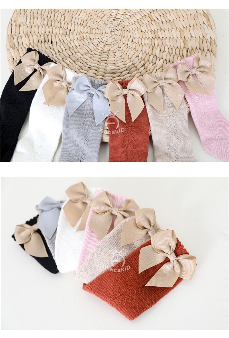 Neu Sommer Baby Knie Hohe Socken Kinder Mädchen Bogen Lange Socke Weiche Baumwolle Mesh Atmungsaktive Kinder_voghion.com