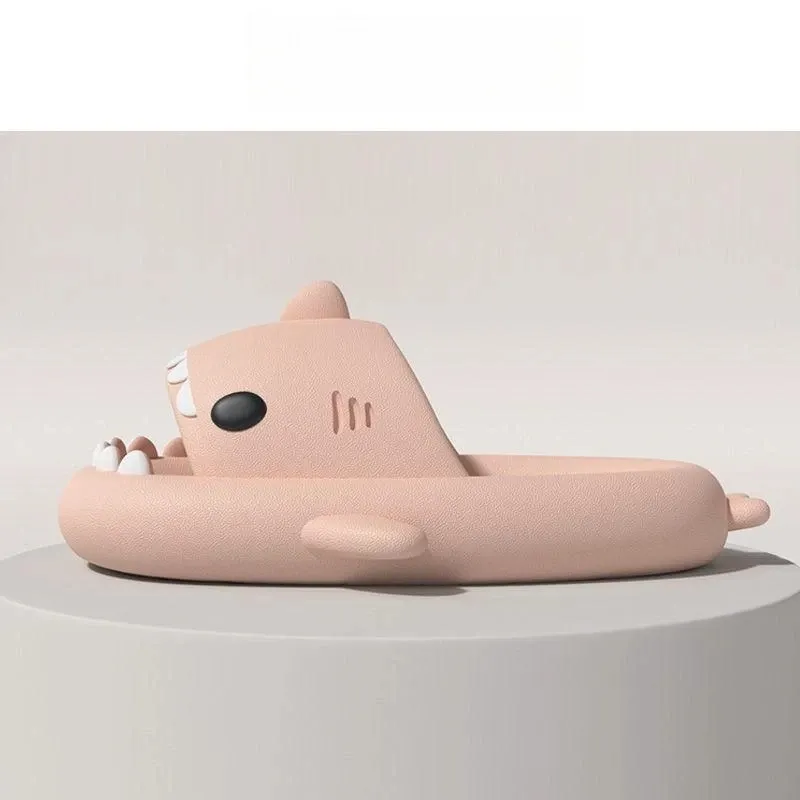 2024 Men Shark Slippers Boy Bathroom Non-Slip Flat Sandals Adults Outdoor Soft Thick Slides Kids Cute Solid Color EVA_voghion.com