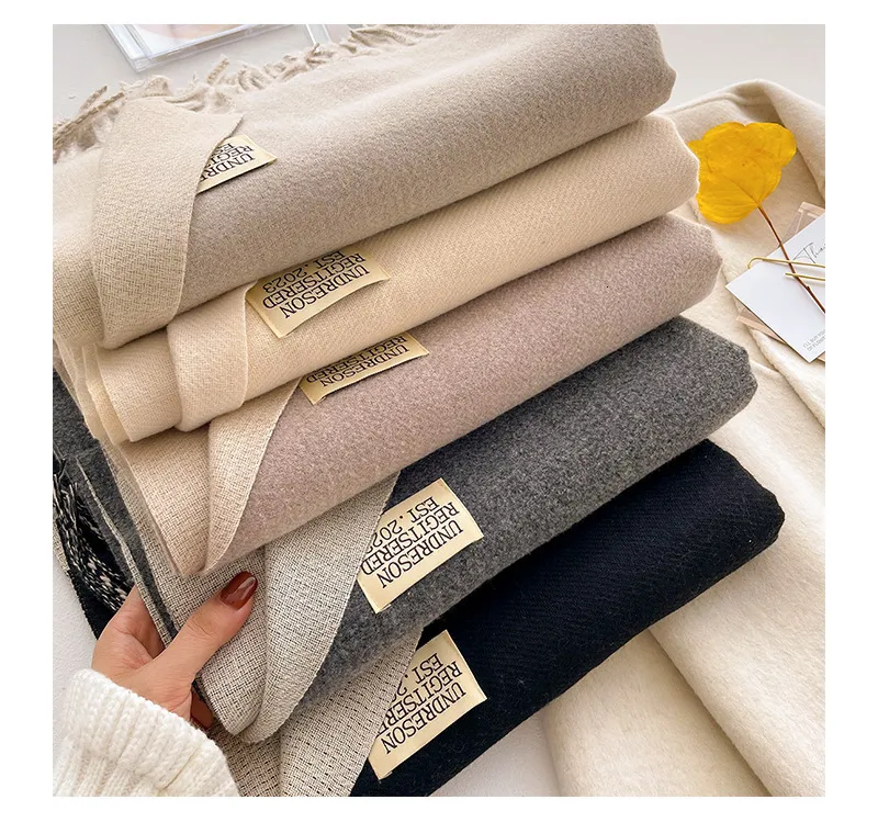 Sciarpa da donna in cashmere, 100% lana, calda e morbida, tinta unita, invernale, collo scialle 241007_voghion.com