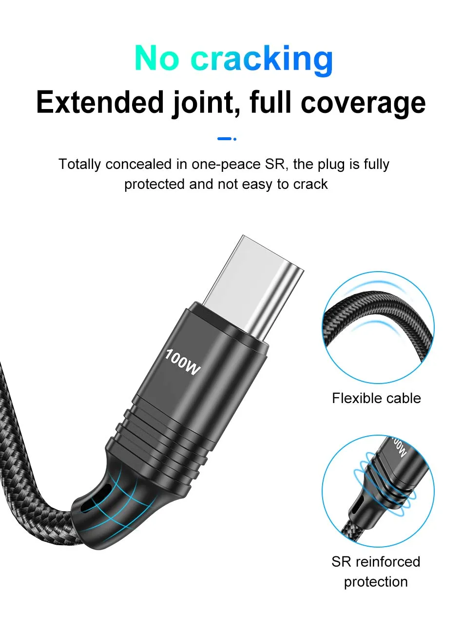 100W USB Type C PD Charging For Samsung S22 S21 Xiaomi 12T Pro To USB-C Cable Mobile Phone Charger Wire Cord_voghion.com