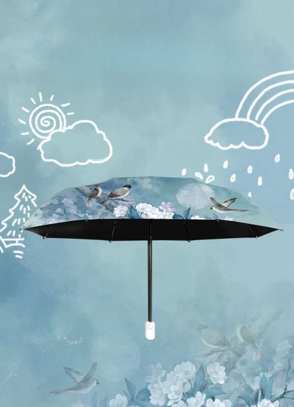 New Chinese Style For Shade, Sun UV Protection, Women's Fully Automatic Rain Dual-use, Compact And Portable Folding_voghion.com