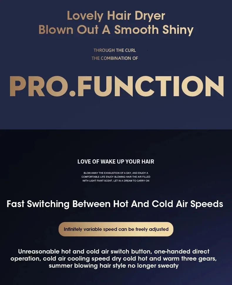 Luxury Ionic Blow Dryer - Salon Cold Wind Professional Styler_voghion.com