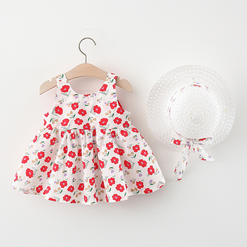 Newborn Baby Girl Dresse Summer Flower Printed Bows Princess Dress For Baby Cute Cotton Clothes Kids_voghion.com