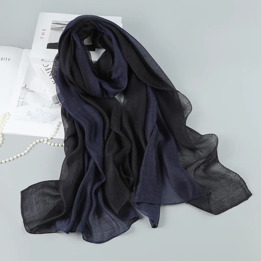 Gradual Change Mulberry Silk Scarf For Women Lightweight Shawl_voghion.com