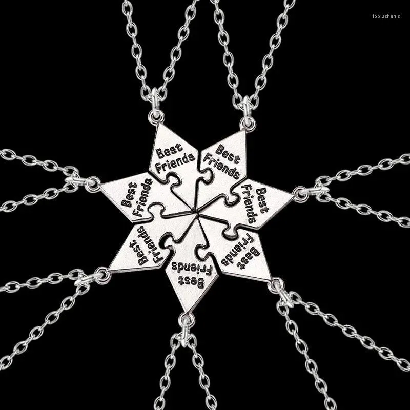 Colares com pingentes, colar de amigo, conjunto vintage de 7 peças, Kpop BFF, estética, irmãs e irmãos, presente da moda_voghion.com