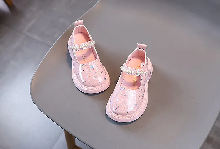 Jenter Vår Småbarn Barn Mote Prinsesse Festsko Barn Uformelt Lakkert Skinn Perler Stjernesko Myke Såler Størrelser_voghion.com