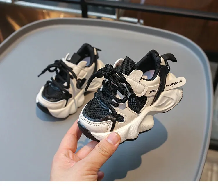 Childrens mesh breathable short chubby TPR running for boys and girls childrens casual sports shoes white tennis 3 4 5 6_voghion.com