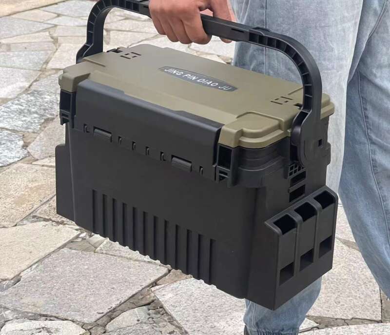 【Estável e à prova de choque】 Armazenamento de camada dupla multifuncional portátil para beira da estrada, barco marítimo, ferramentas de pesca, isca_voghion.com