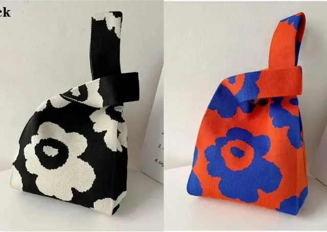 Borsa a mano in tela artistica giapponese di grande capacità, modello Geely, portafoglio con nodo casual e borsa da polso alla moda e versatile Wens_voghion.com