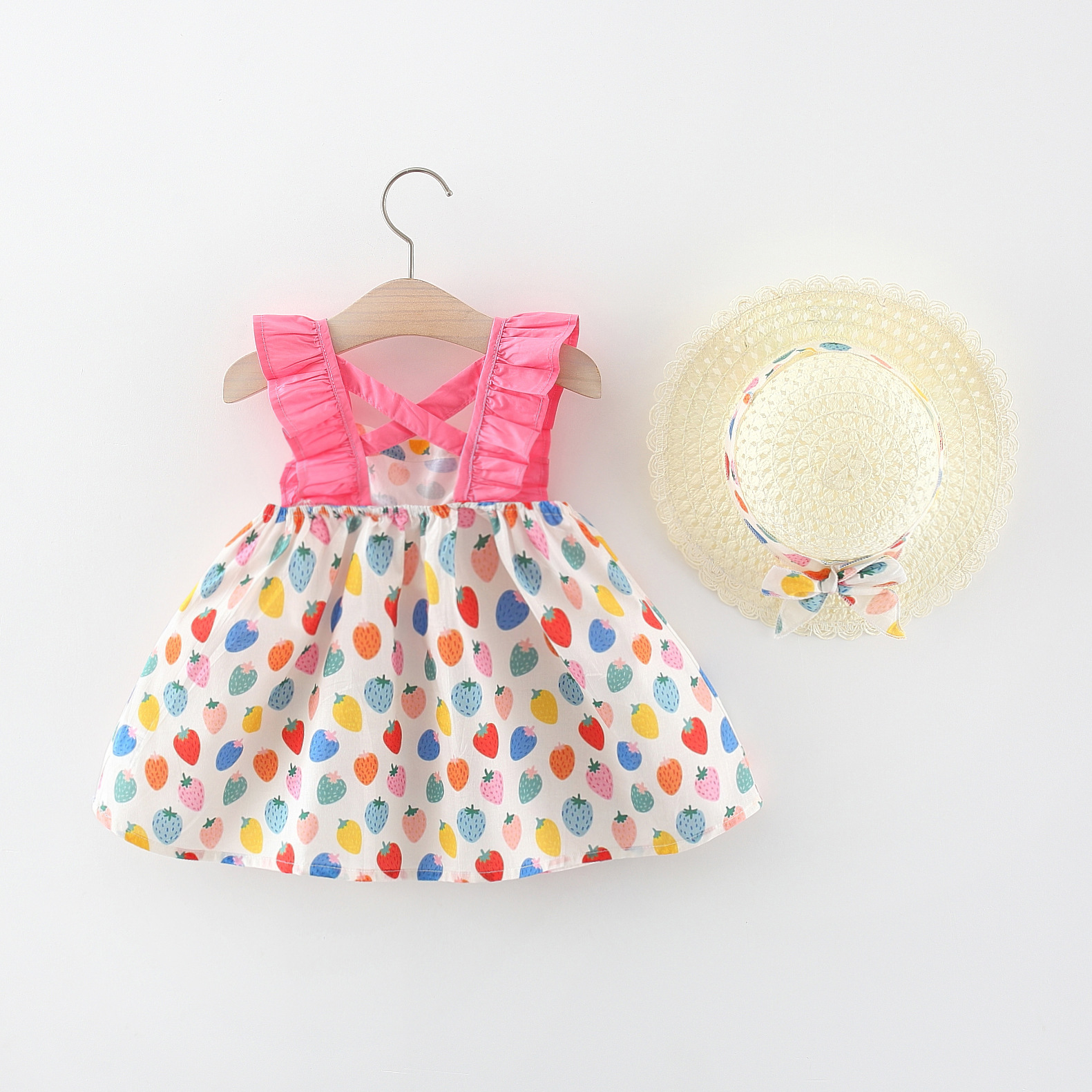 Sommerkleid für Mädchen, rosa, Neckholder, Prinzessinnenkleid, Strand, Hawaii-Geburtstagspartykleid (Mädchen 0–3 Jahre alt), lässiges Puffkleid_voghion.com